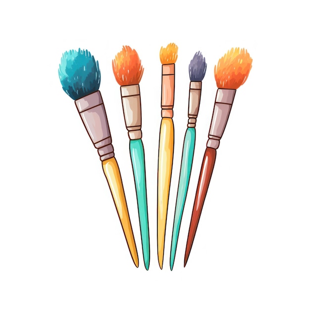 Set of paint brushes isolated on a white background Vector illustration