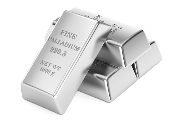 Set of palladium ingots 3D rendering