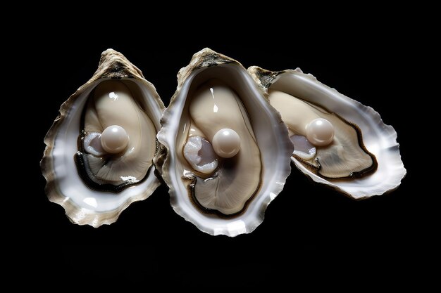 Set parel oesters geïsoleerd op witte achtergrond