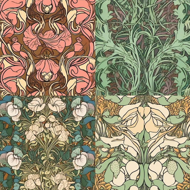 A set of patterns with the image of the lily of the valley.