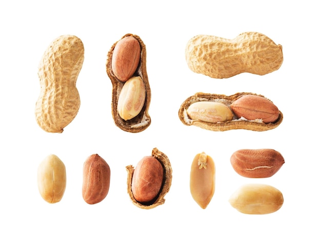 Set of peanuts with clipping path