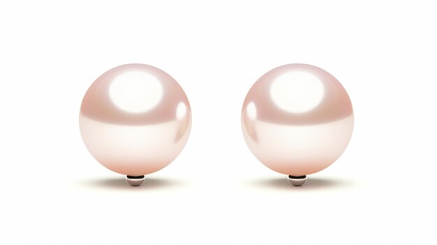 Set of Pearl Stud Earrings on White Background