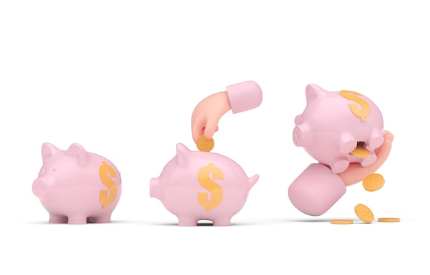 Set Piggy Bank 3D render