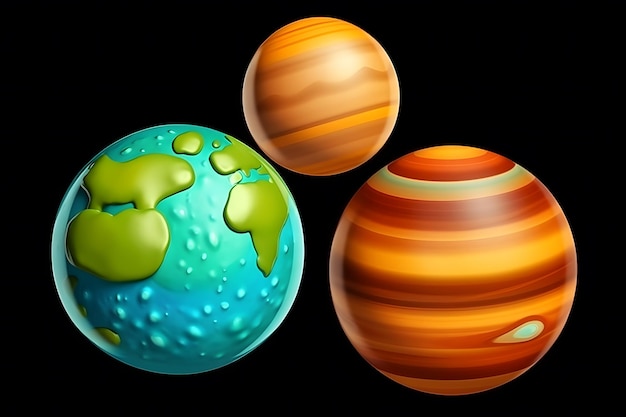 Photo set of planets in the solar system neural network ai generated