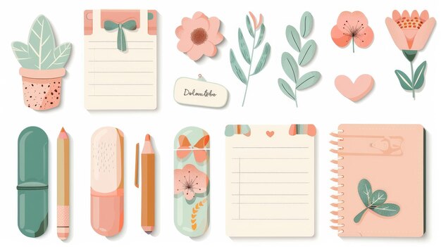 Photo set of planners note paper to do list stickers templates cute paper notes