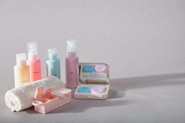 Set of plastic bottles for cosmetic products