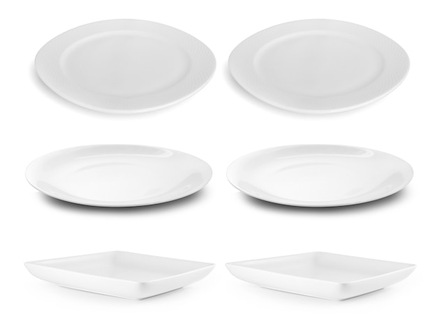 Set of plate on white surface.