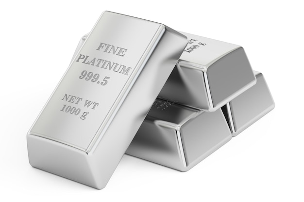 set of Platinum bars 3D rendering