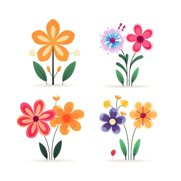 set platte illustratie bloemen