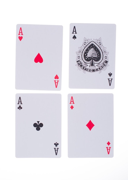 Photo set of playing cards to play poker in a casino on a white background