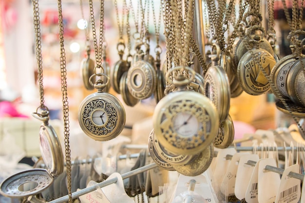 Set of pocket watches hanging