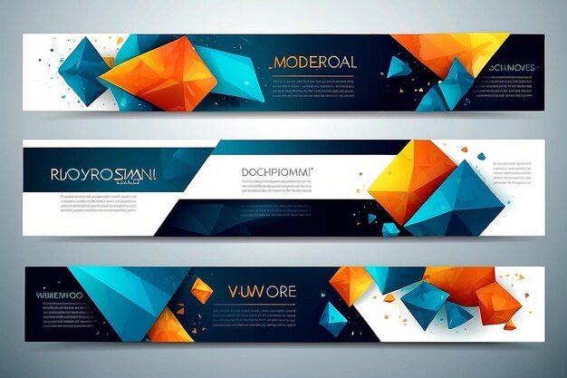 Set of polygonal geometric banners for modern design