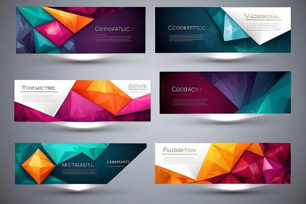 Set of polygonal geometric banners for modern design