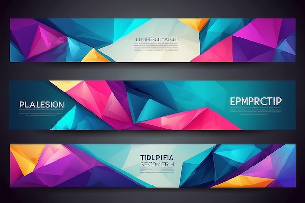 Photo set of polygonal geometric banners for modern design