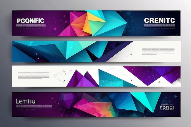 Photo set of polygonal geometric banners for modern design