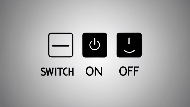 Photo オンオフ機能を示す電源スイッチのアイコンセット