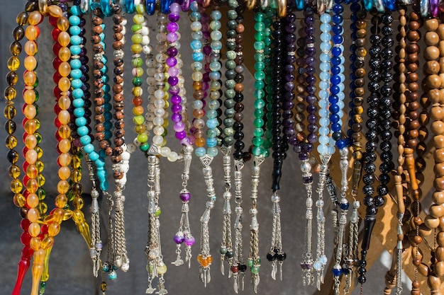 Photo set of praying beads of various color