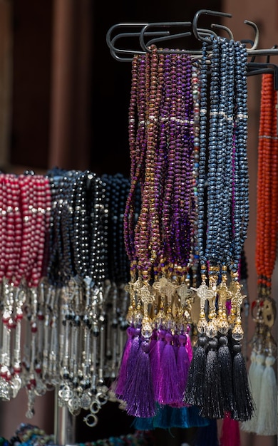 Photo set of praying beads of various color