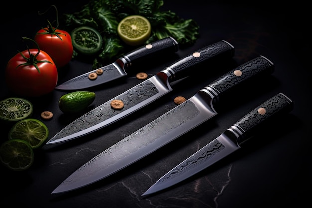 A Set Of Professional Chef Knives