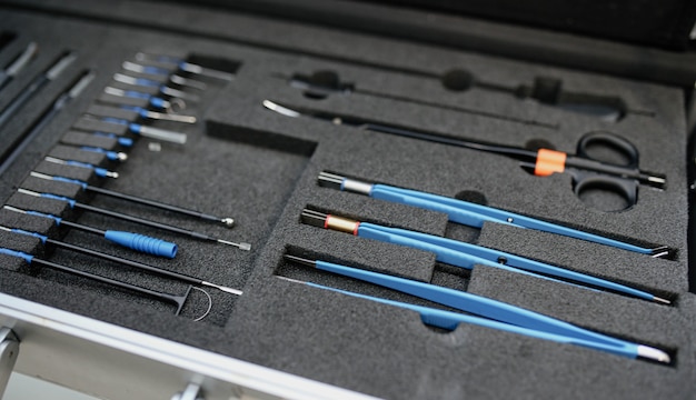 Set of professional medical modern surgical instruments