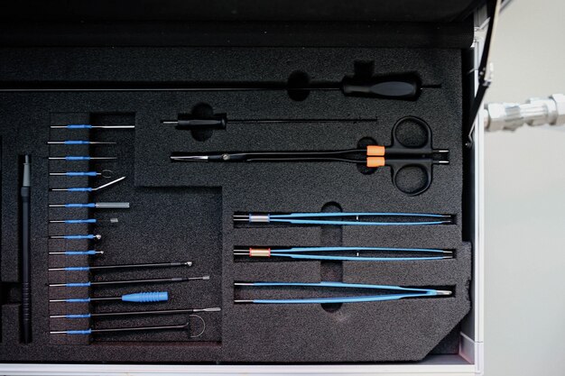 Set of professional medical modern surgical instruments