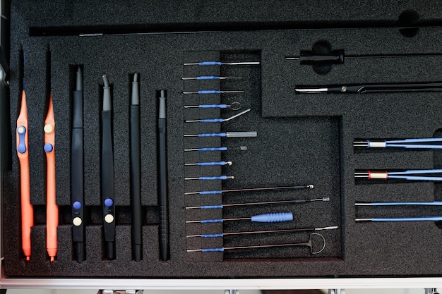 Set of professional medical modern surgical instruments