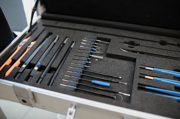 Set of professional medical modern surgical instruments