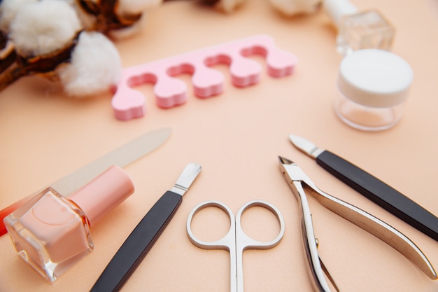 A set of professional tools for manicure