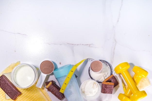 Set of protein bar shake and powder