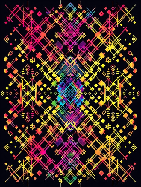 Set of Psychedelic Trellises Pixel Art With Trippy Patterns and Col Game Asset Collage Art Design