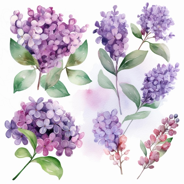 A set of purple lilac flowers.