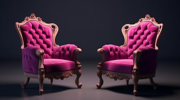 A set of purple and pink armchairsGenerative AI