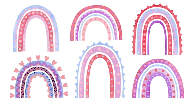 set of rainbow watercolor illustrations