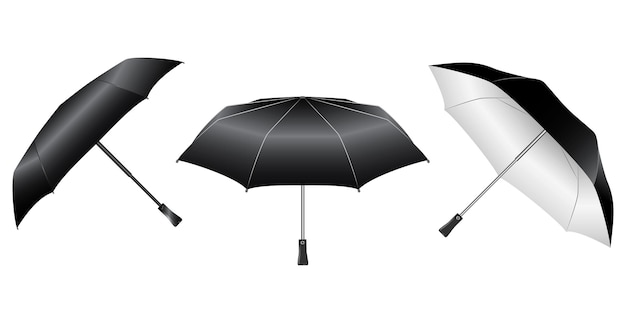 set of realistic umbrella in various type 3D render