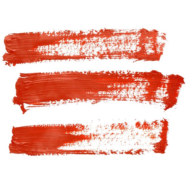 Photo set of red brush strokes