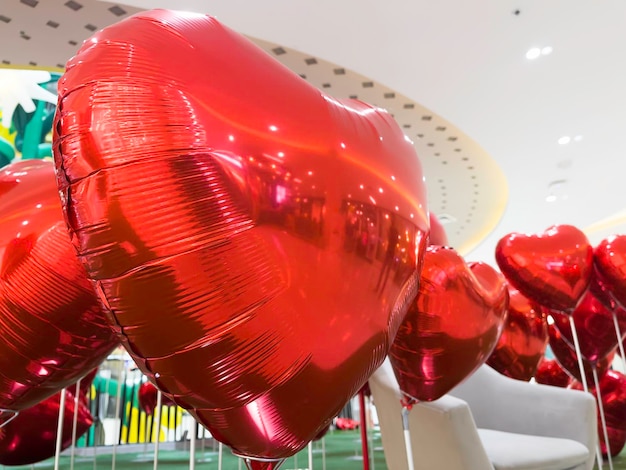 Set of red color heart shaped foil balloons