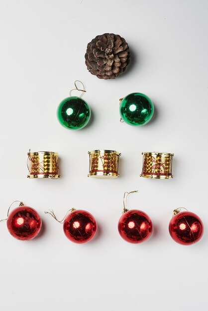 A set of red and green glass ornaments