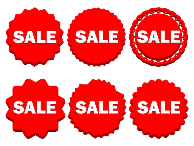 Photo set of red sale buttons.