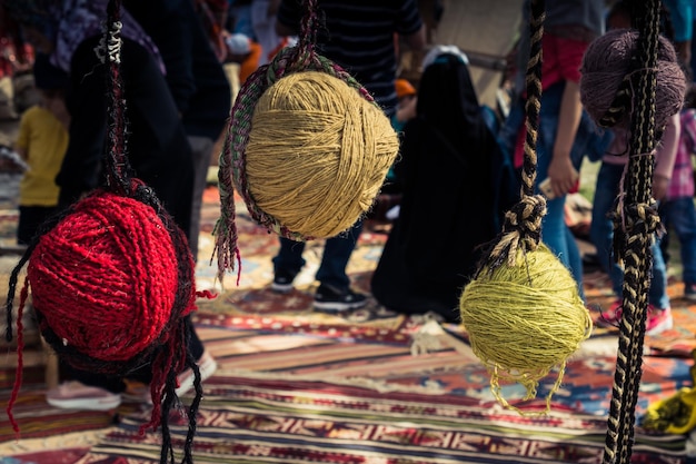 Set of Rolls of colotful string