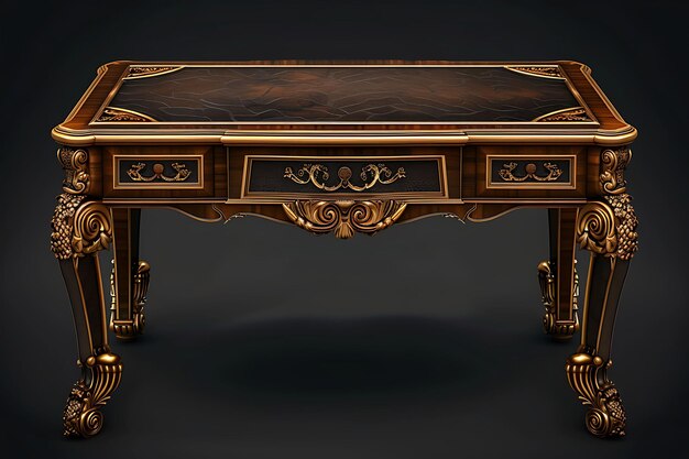 Set of Royal Desk 16 Bit Pixel With Carved Legs and Leather Top Wit Game Asset Design Concept Art