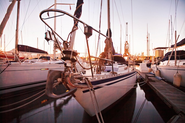 Set sail Yachts moored n a harbour