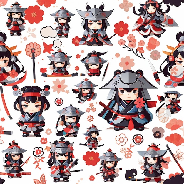 a set of samurai warrior designs AI generated