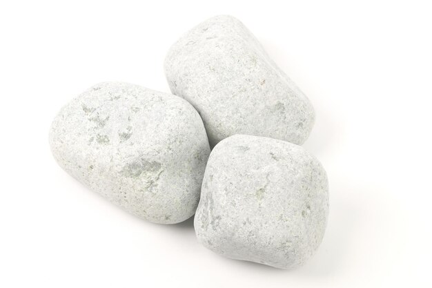 Set of sauna stones isolated on white background Natural mineral rock jadeite