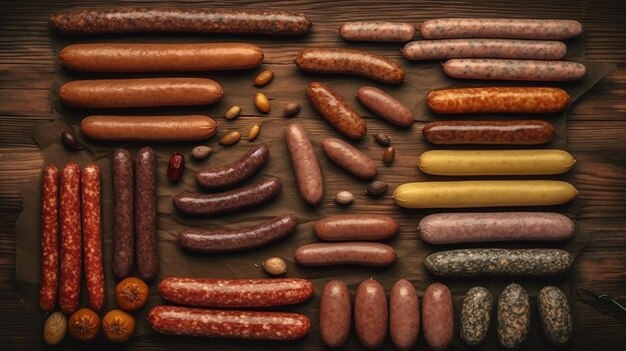 Set of sausages Generative Ai