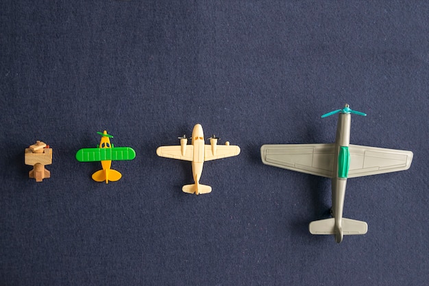 Photo set of scale models of airplanes