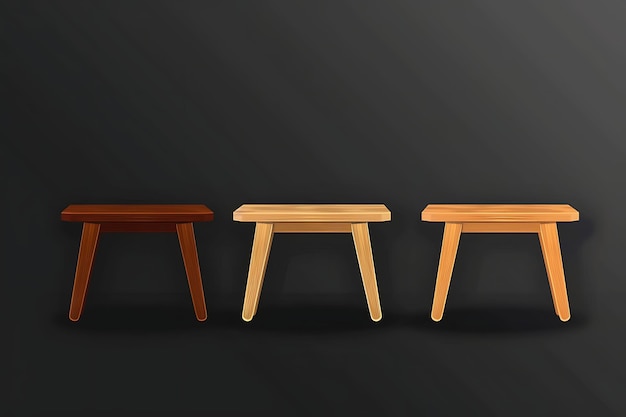 Set of Scandinavian Style Benches 8 Bit Pixel With Clean Lines and Game Asset Design Concept Art