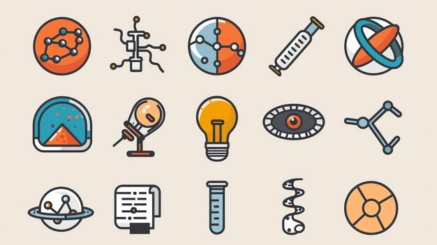 Photo a set of sciencethemed icons