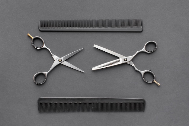 Photo set of scissors and combs