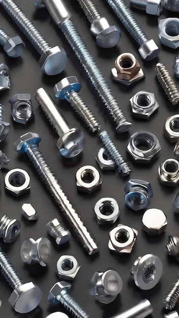 Set of screws of different types allen grade hexagonal millimeter eye bolts washers dowel car screw