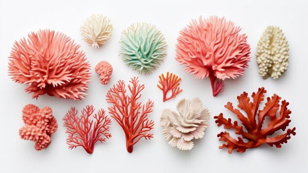 Photo set of sea corals